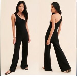 One Shoulder Black Women's Jumpsuit